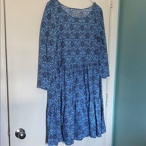 Lilly Pulitzer Blue and Black Geanna swing, tiered Dress xxl turtles